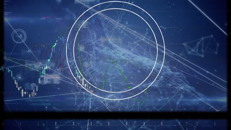 animation of data processing over network of connections on black background