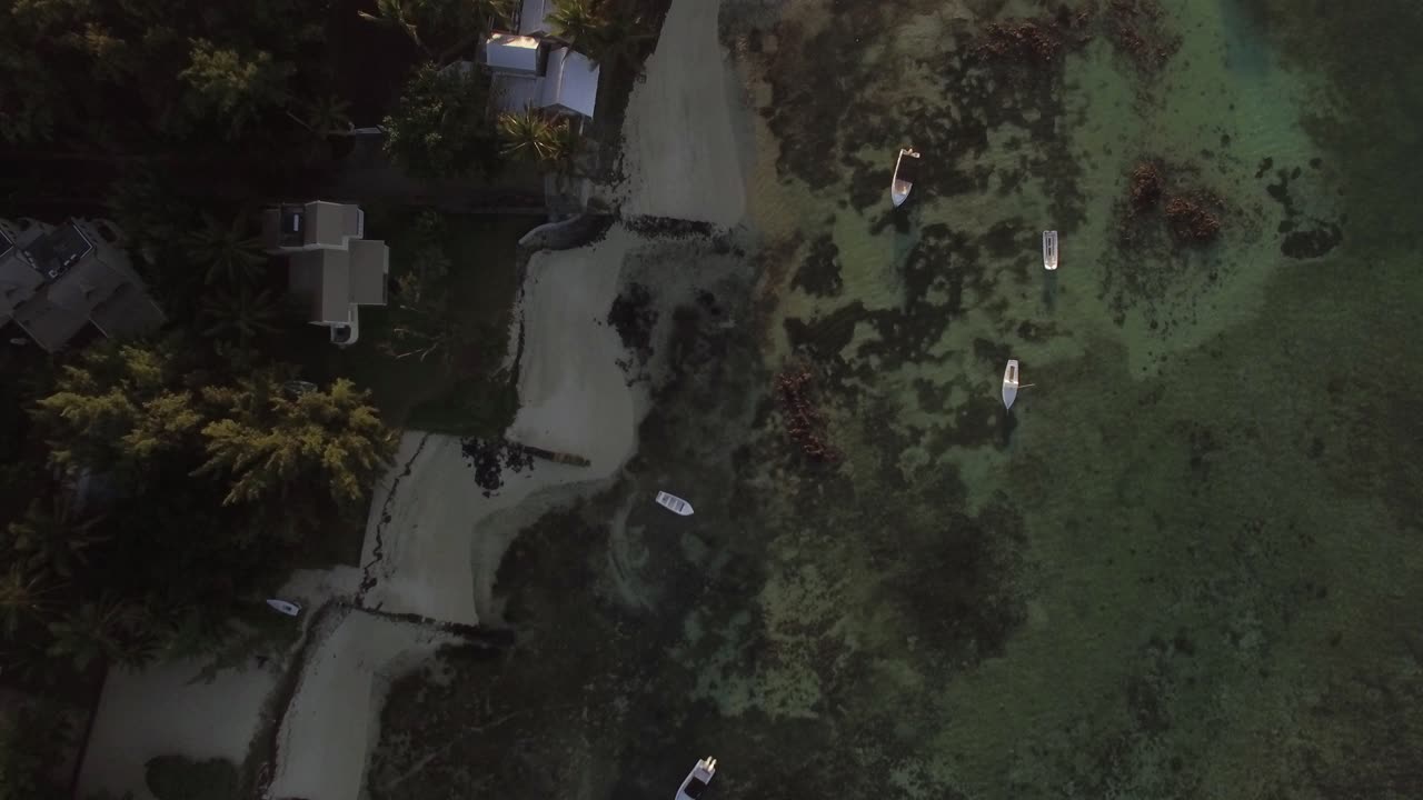 volando sobre la costa hasta el borde de la isla de mauricio