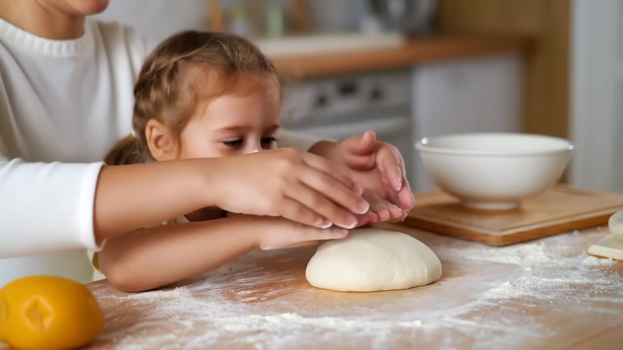 Child cooking with parent