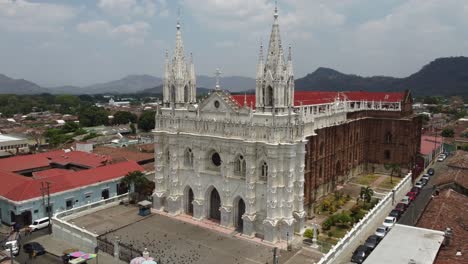 ornate neo-gothic facade of santa ana cathedral church in el salvador