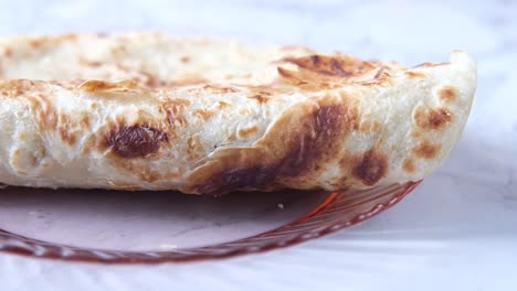 close-up of a plate of roti