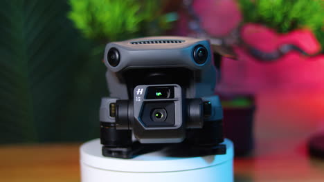 Quadcopter tilting the gimbal, close up camera view with plenty of details