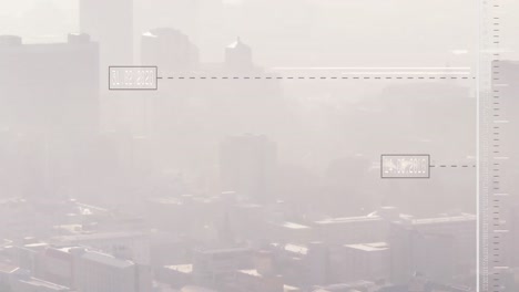 Animation-of-year-changing-on-digital-screen-over-aerial-view-of-silhouette-cityscape