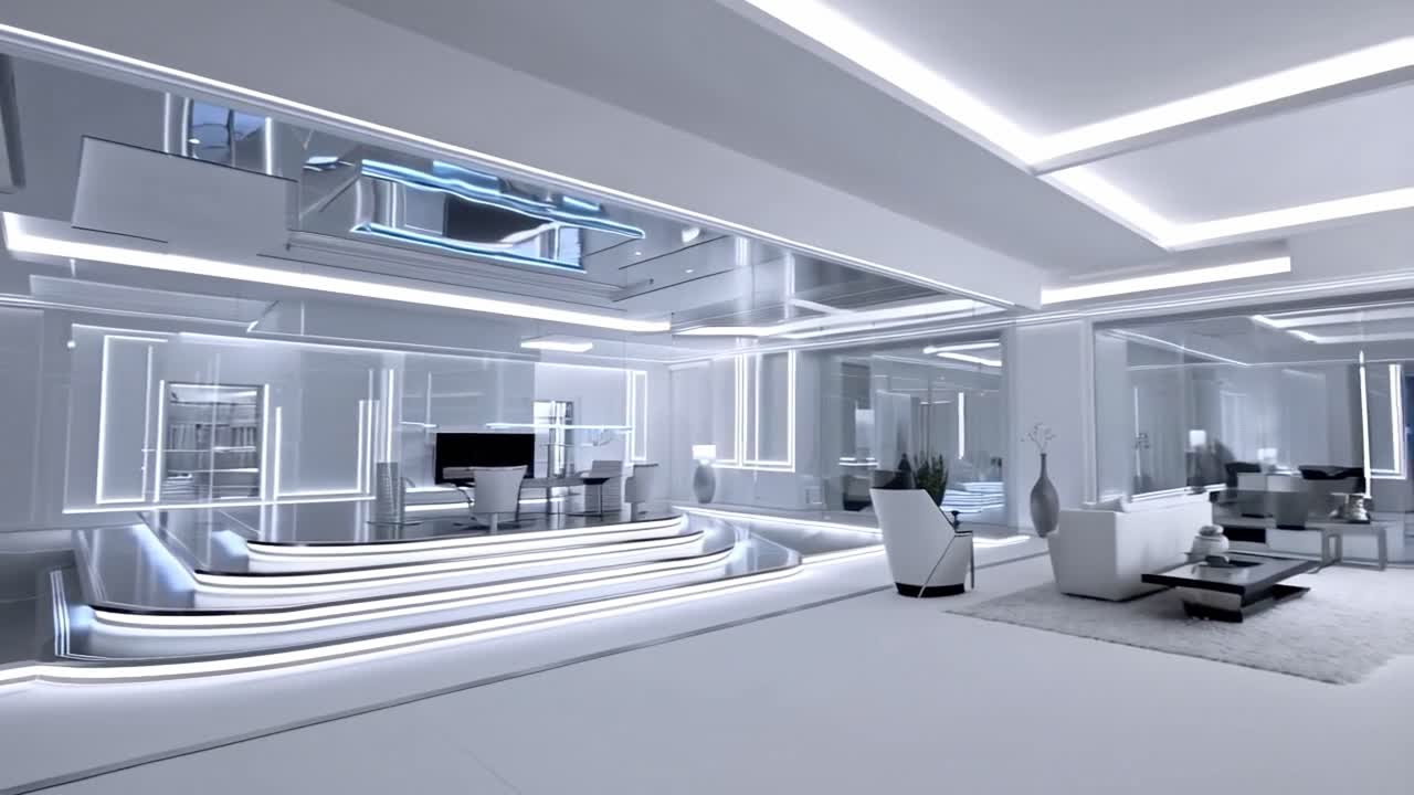 Futuristic and Minimalist White Interior Design