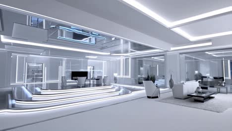 futuristic and minimalist white interior design