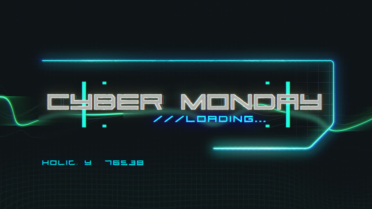 Cyber Monday on computer screen with HUD elements