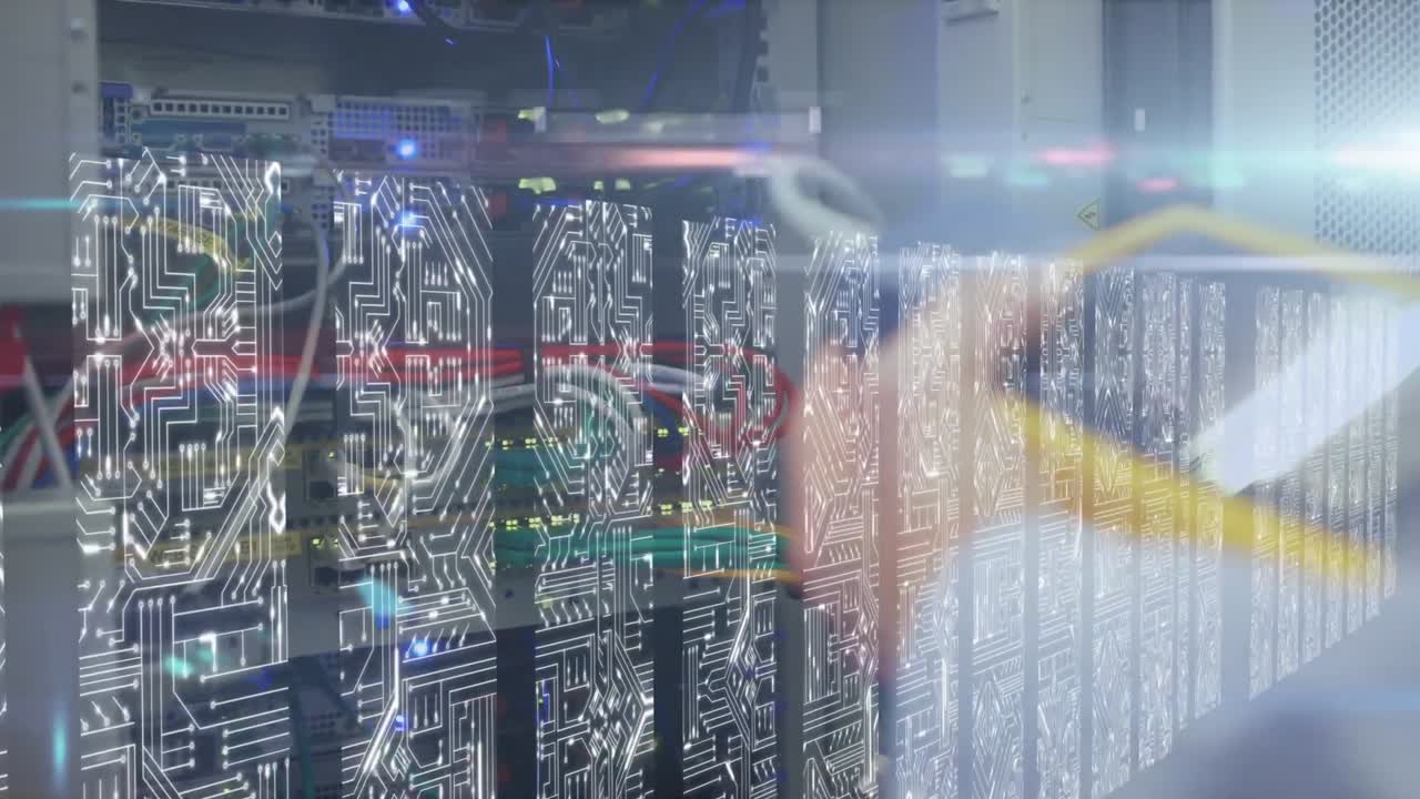 Animation of man holding calculator with computer processors