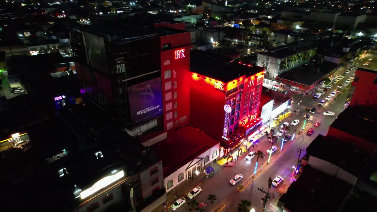 Downtown Tijuana At Night Flying Near Hong Kong Free Stock Video Footage  Download Clips Buildings