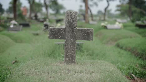 close up of tomb with cross