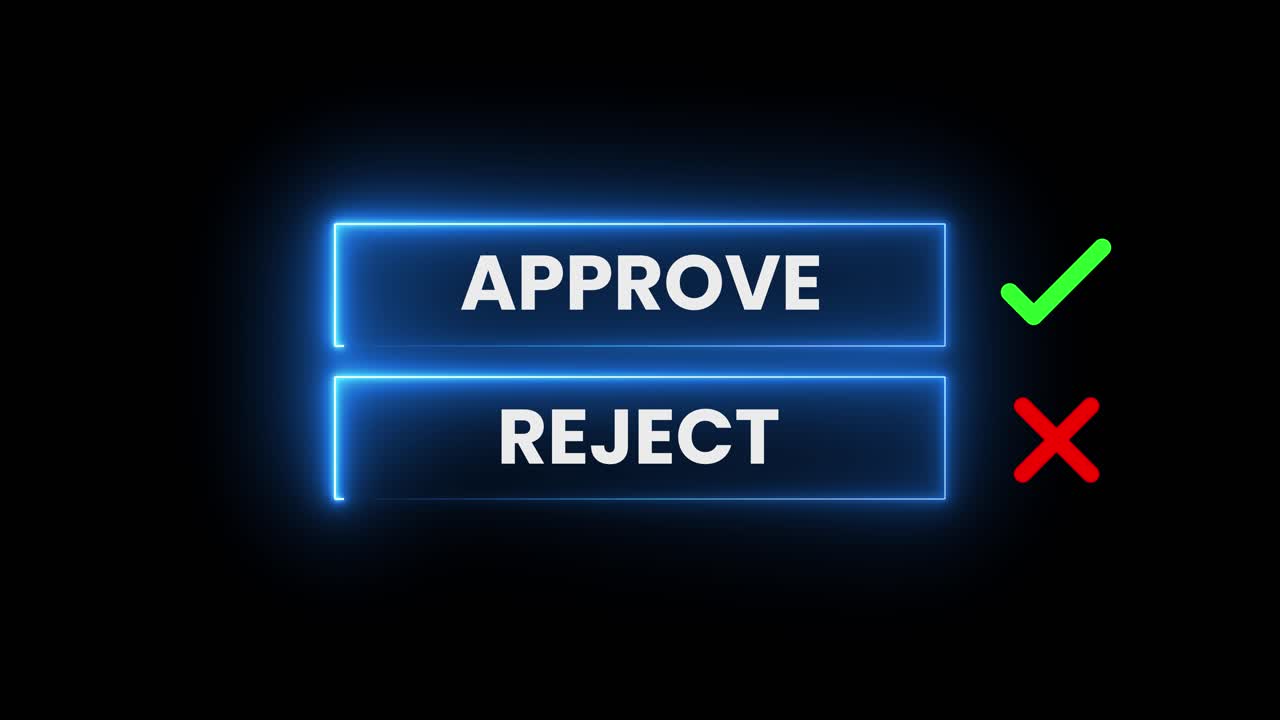 Animated Approve and Reject Decision Buttons with Neon Glow