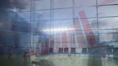 animation of data processing over walking people