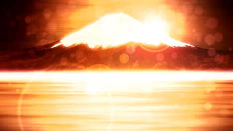 mt fuji from lake, traditional japanese new year, loop animation,