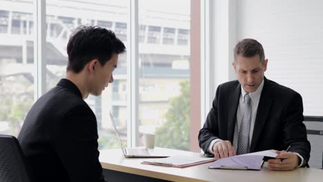 businessman are executive leader reporting sales report are down and was complaining by her boss in angry feeling at office at company