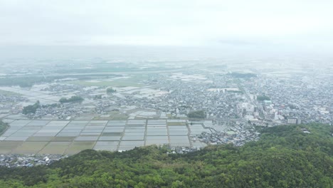 Rainy-season-in-Japan-over-Yokaichi,-Shiga