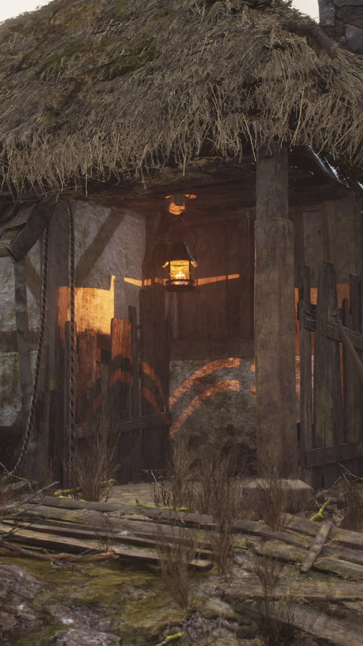 misteriosa cabaña abandonada en la oscuridad