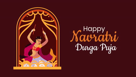 happy navratri lettering with girl dancing