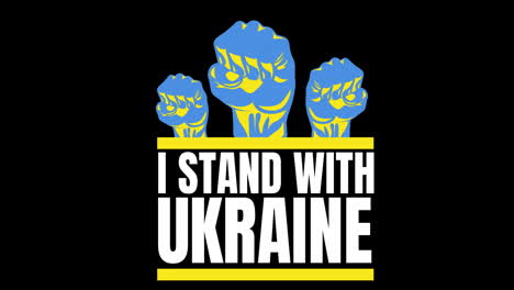 animation of fists and i stand with ukraine over black background