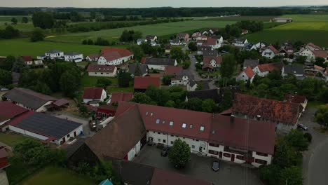 residential houses, public services and traffic in small township in europe