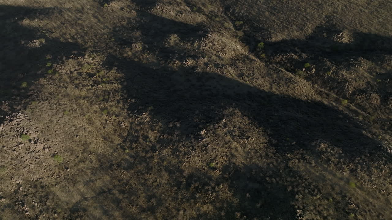 imágenes aéreas que vuelan a través del desierto de arizona bajo el sol de la mañana y que revelan los lechos de arroyos secos