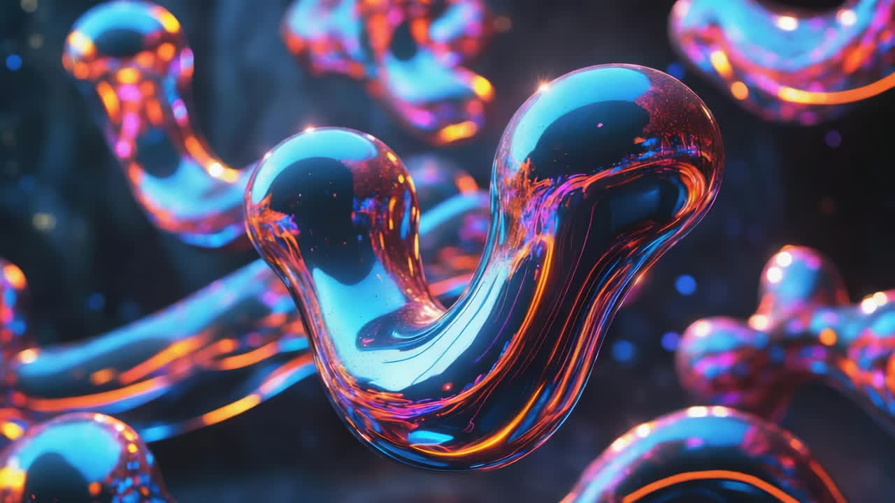 Vibrant Abstract Fluid Metallic Shapes