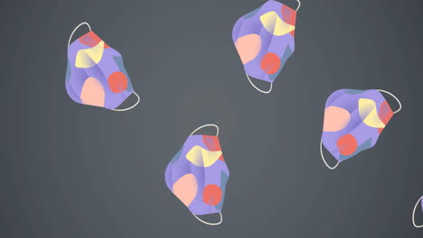 animation of face masks on grey background