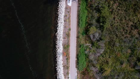 tracking the bike path along the shoreline of muskegon lake
