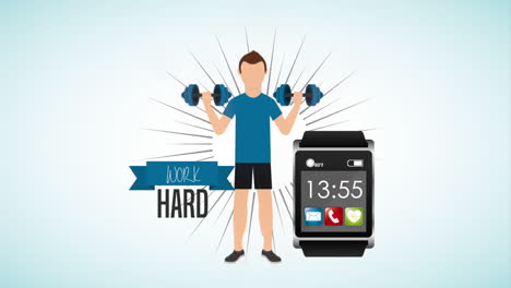 man working out with smartwatch