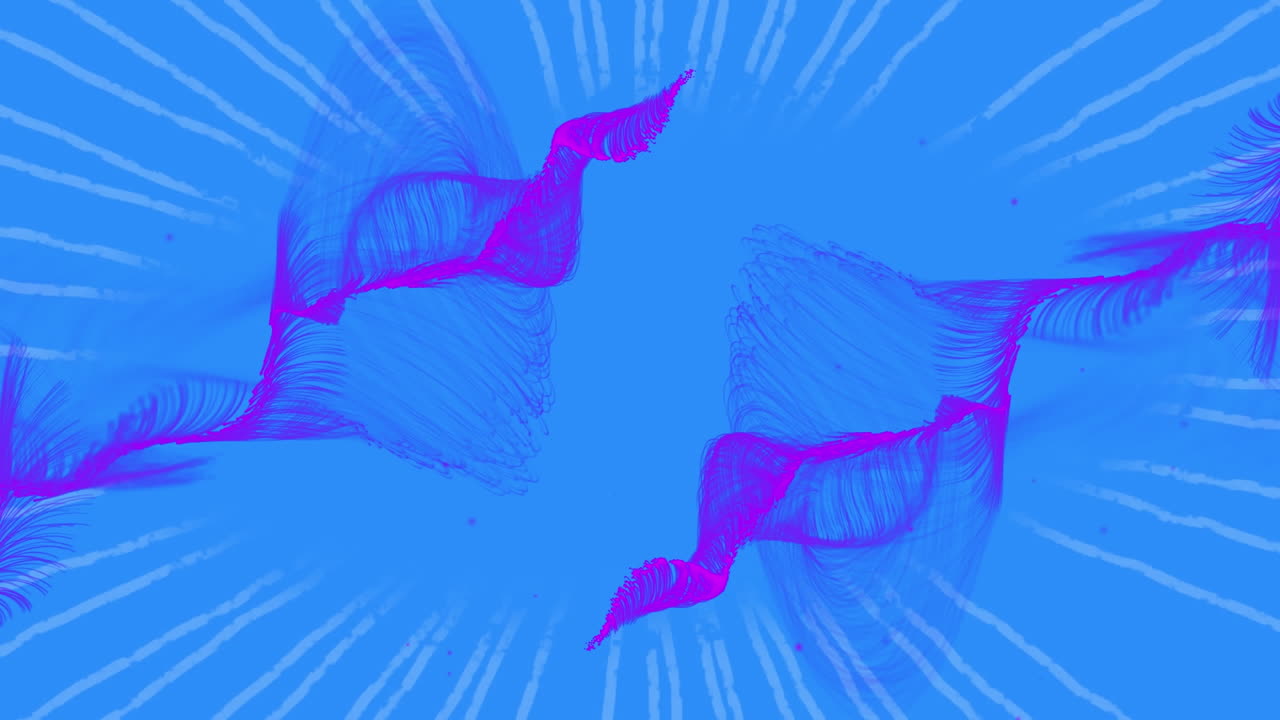 파란색 패턴 위에 보라색 데이터 전송 메쉬의 애니메이션