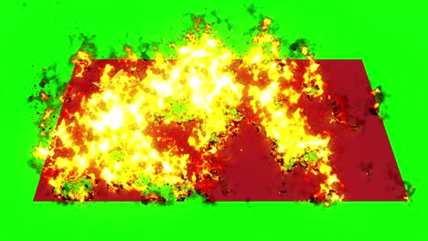 bandera china en el fuego animación de quema