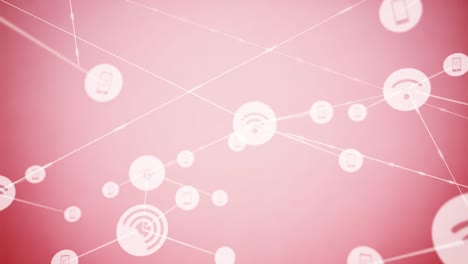 animation of network of connections over pink background