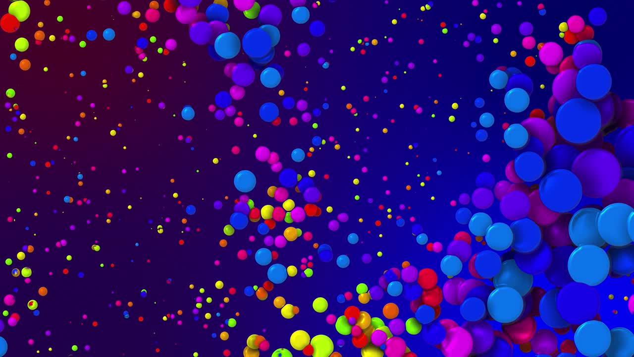 액체에서 페인트 거품이나 염료 방울과 같은 아름다운 다채로운 원의 만화 애니메이션 4k 루프 추상적인 창의적 배경 알파 채널로 루마 매트 입자 증가 및 감소