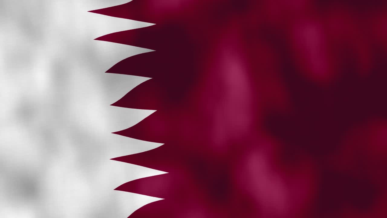 Animazione ravvicinata della bandiera nazionale del Qatar, che sventola a schermo intero