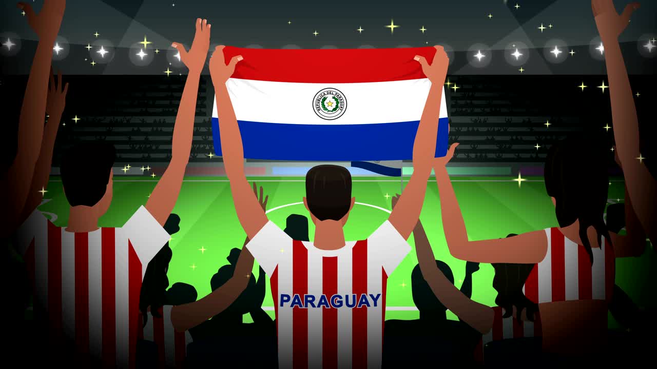 축구 팬들을 응원하는 만화 파라과이 축구 애니메이션