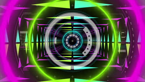 animación del escaneo del alcance sobre el túnel de neón de la transferencia de datos