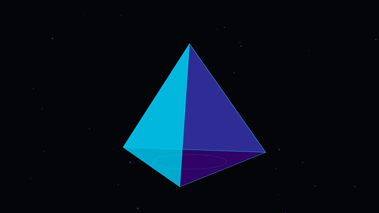 Roterende 3D-pyramideform på mørk baggrund