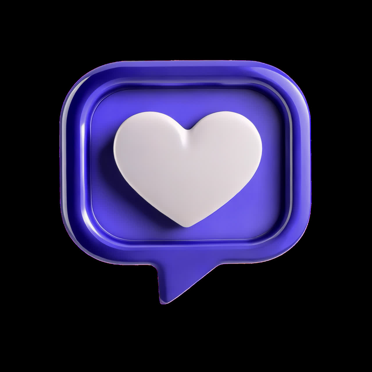 Heart in speech bubble animation isolated asset, transparent 4K video, alpha channel, ProRes 4444