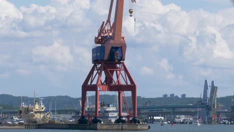 Wide-view-of-the-shipyards-in-Gothenburg,-Sweden