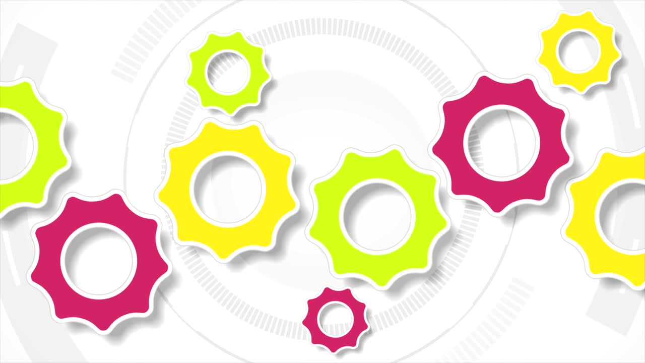 animación de video de comunicación de engranajes tecnológicos coloridos