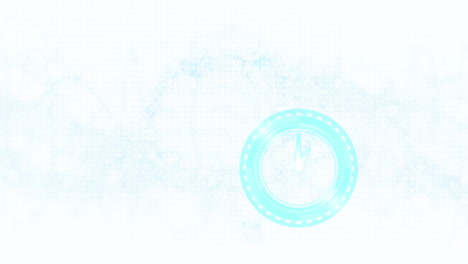 animation of clock moving fast and human brain with dna stand spinning on white background