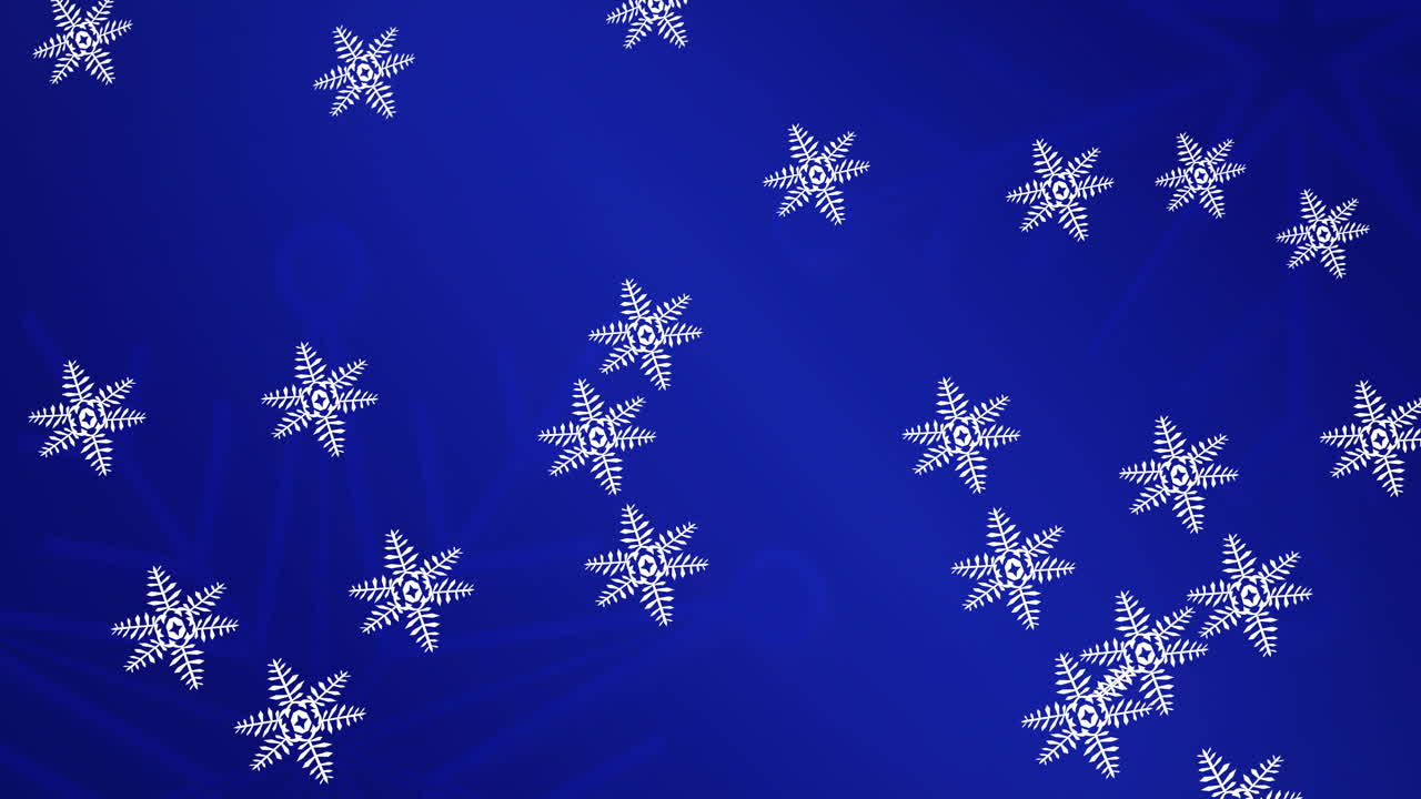 Animation of snowflakes falling on navy background