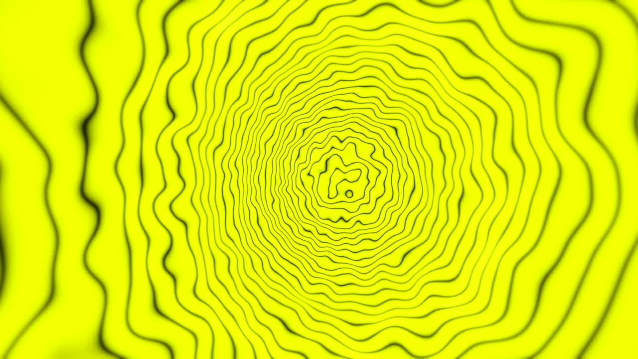 Yellow modern bright minimalistic abstract loop background with thin black lines. Abstract 3D Hypnotic Perpetual rotation animation