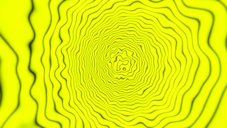 fondo de bucle abstracto amarillo brillante moderno minimalista con líneas negras delgadas. abstracto animación de rotación perpetua hipnótica en 3d