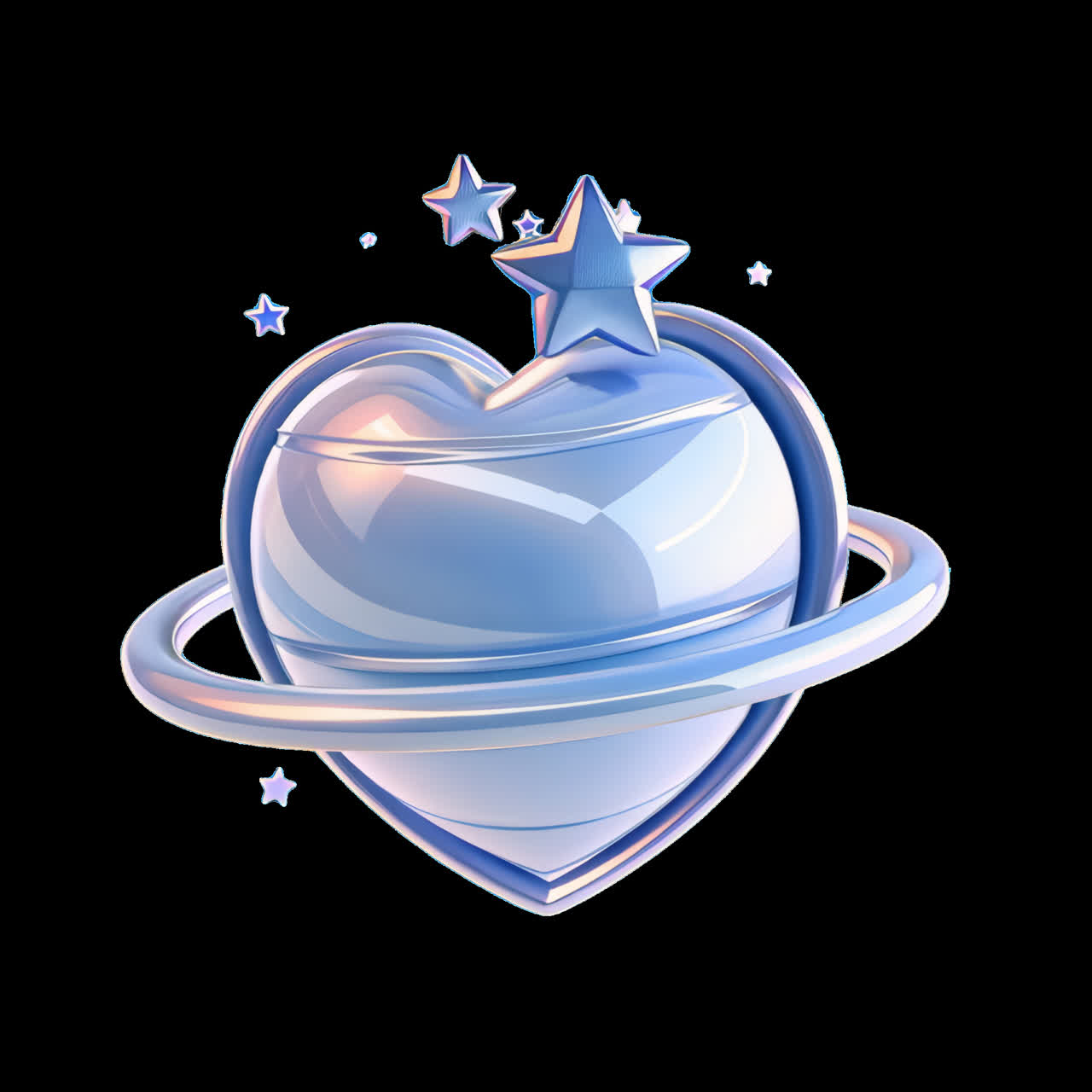 Futuristic heart with stars animation isolated asset, transparent 4K video, alpha channel, ProRes