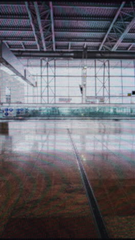 passengers walking in airport terminal in vertical