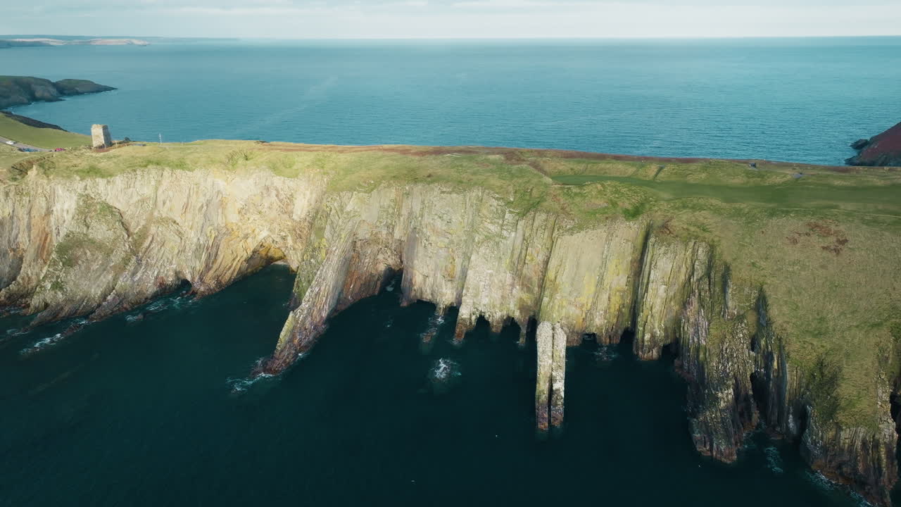 Drone shot of Old Head of Kinsale cliffs, County Cork, Ireland 03