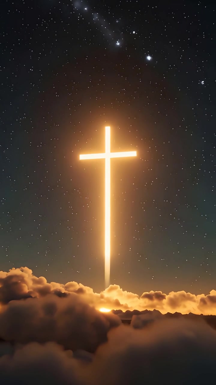 Sfondo per Adorazione 4K: Croce Cristiana e Luce Celeste