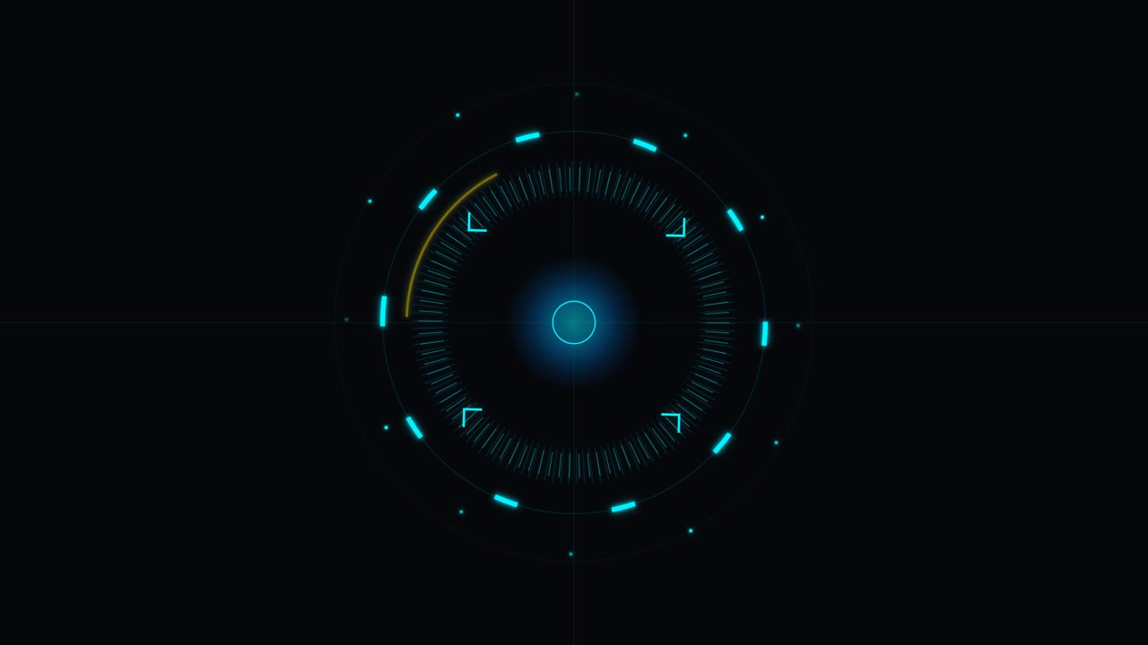 Futuristic Digital HUD Interface with Rotating Circular Elements