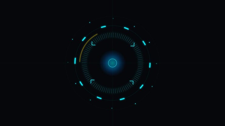 Futuristic Digital HUD Interface with Rotating Circular Elements