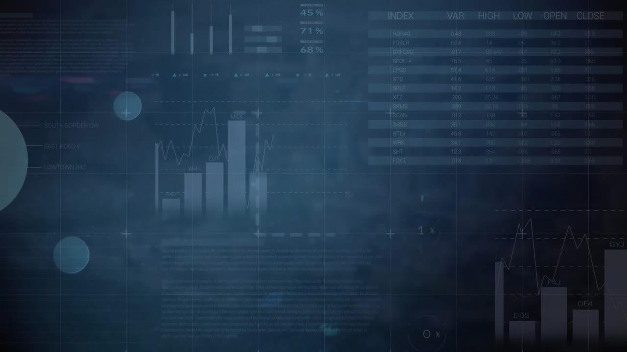 Animation of dna strand spinning over scientific data processing on blue background