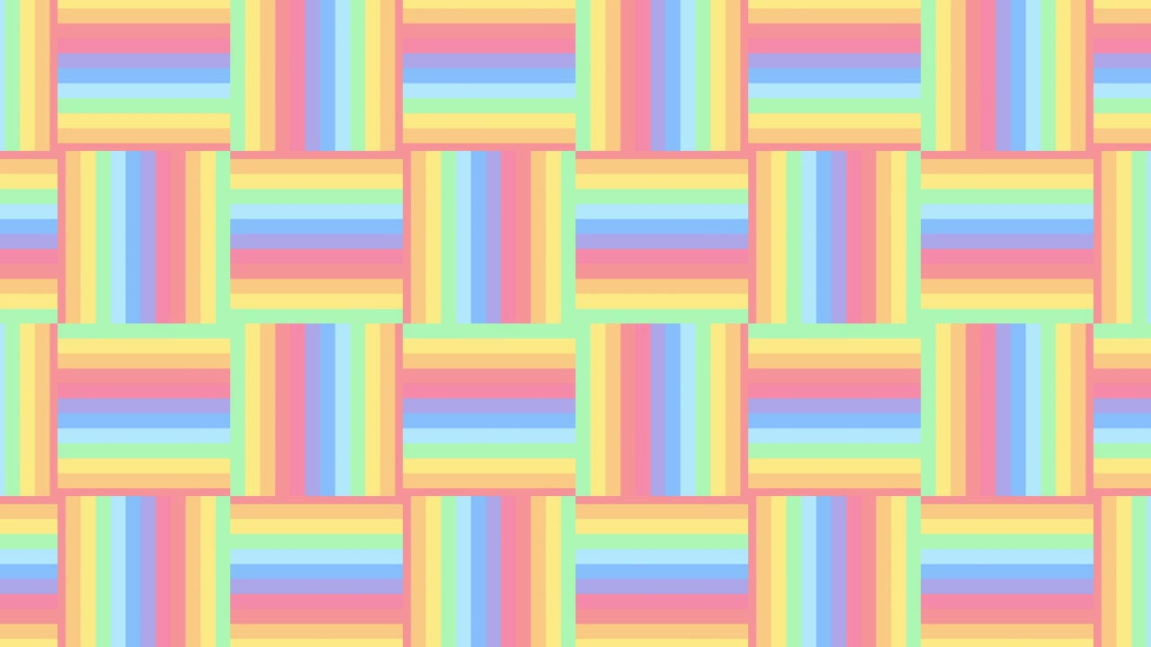 무작위 루프 애니메이션에서 기하학적 무지개 패턴을 가진 추상 모자이크 간단한 모션 그래픽 배경